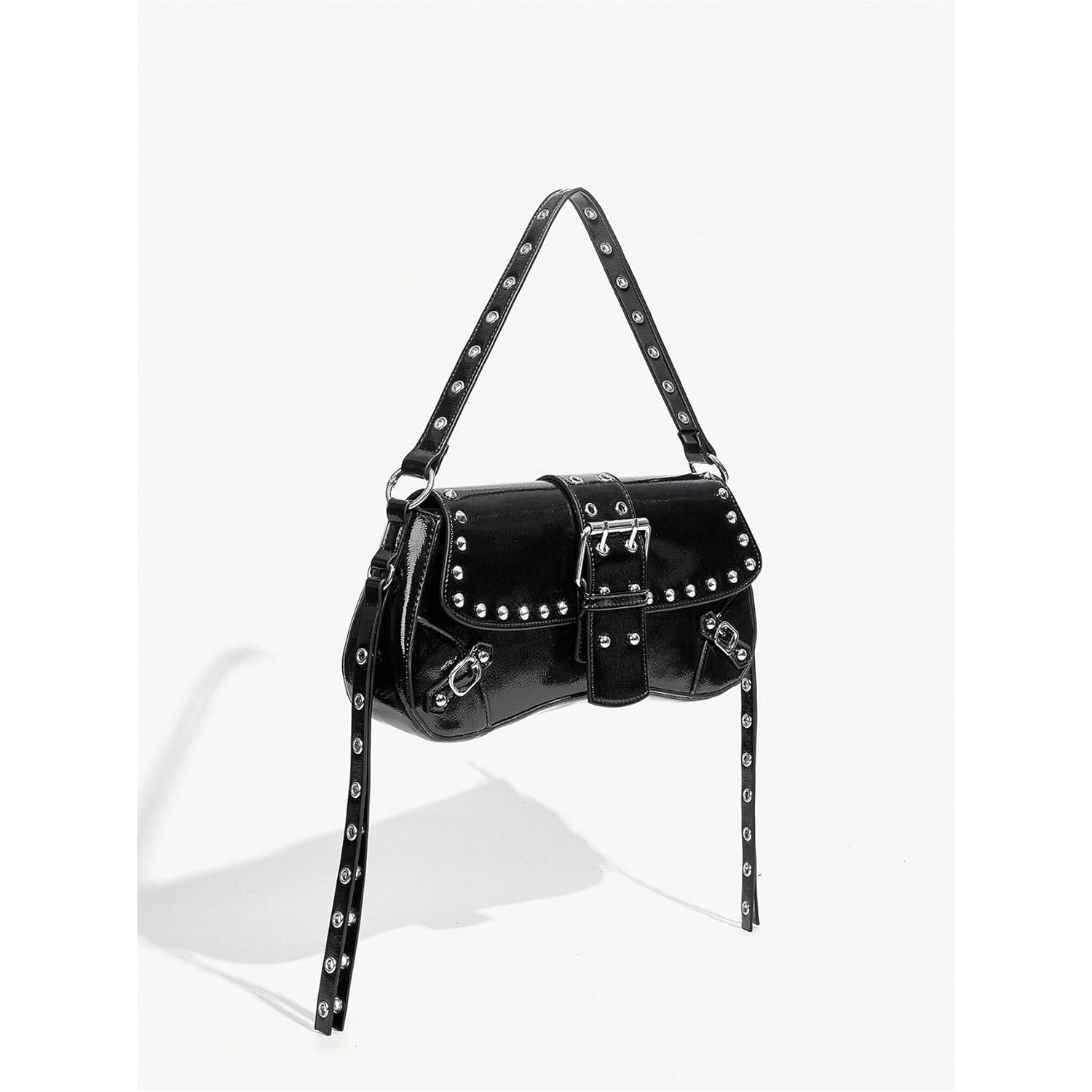 Verdusa Women's Y2K Purse Trendy Goth Studded Punk Leather Shoulder Bag 2000s Purse