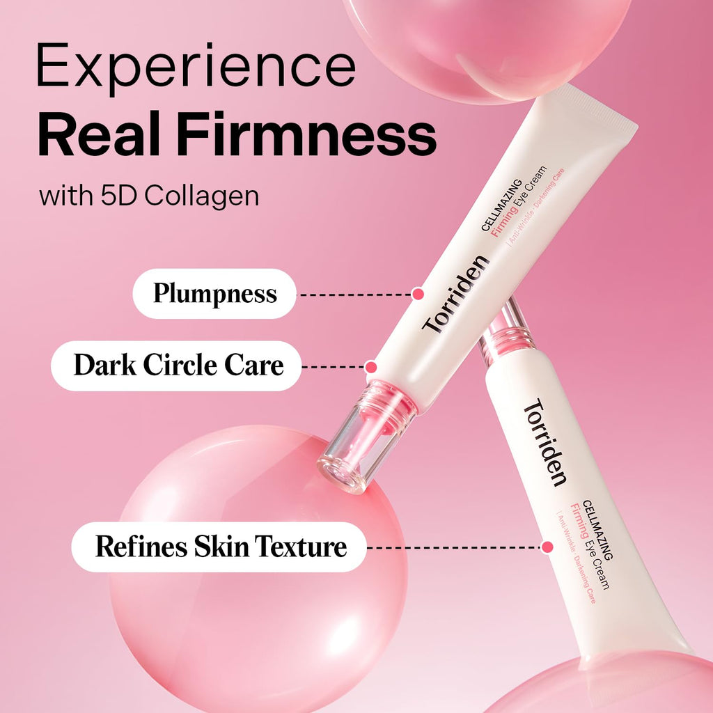 Torriden Cellmazing Collagen Firming Eye Cream 30Ml (1.01 Fl.Oz) | Wrinkle Improvement And Dark Circles Care | 5D Collagen Complex, 4R Pure Retinol | Korean Skincare Eye Cream