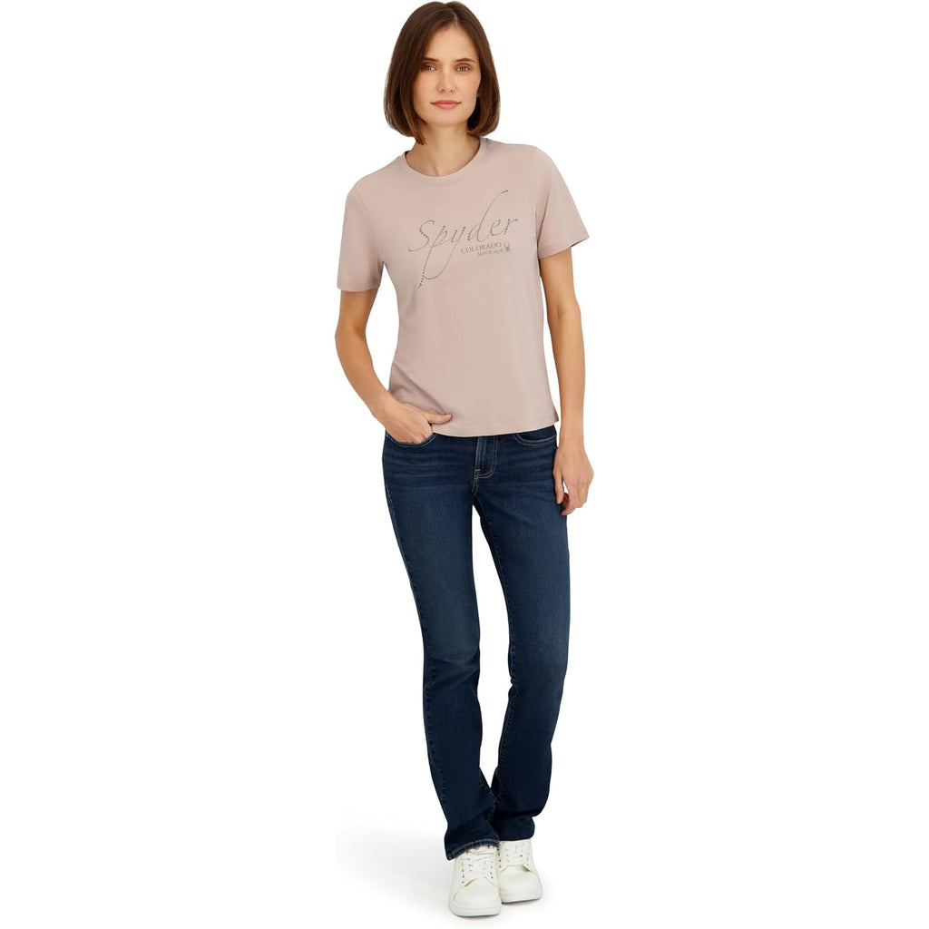 Spyder Women's Sparkle Logo Graphic Short Sleeve Tee T-Shirt Mushroom