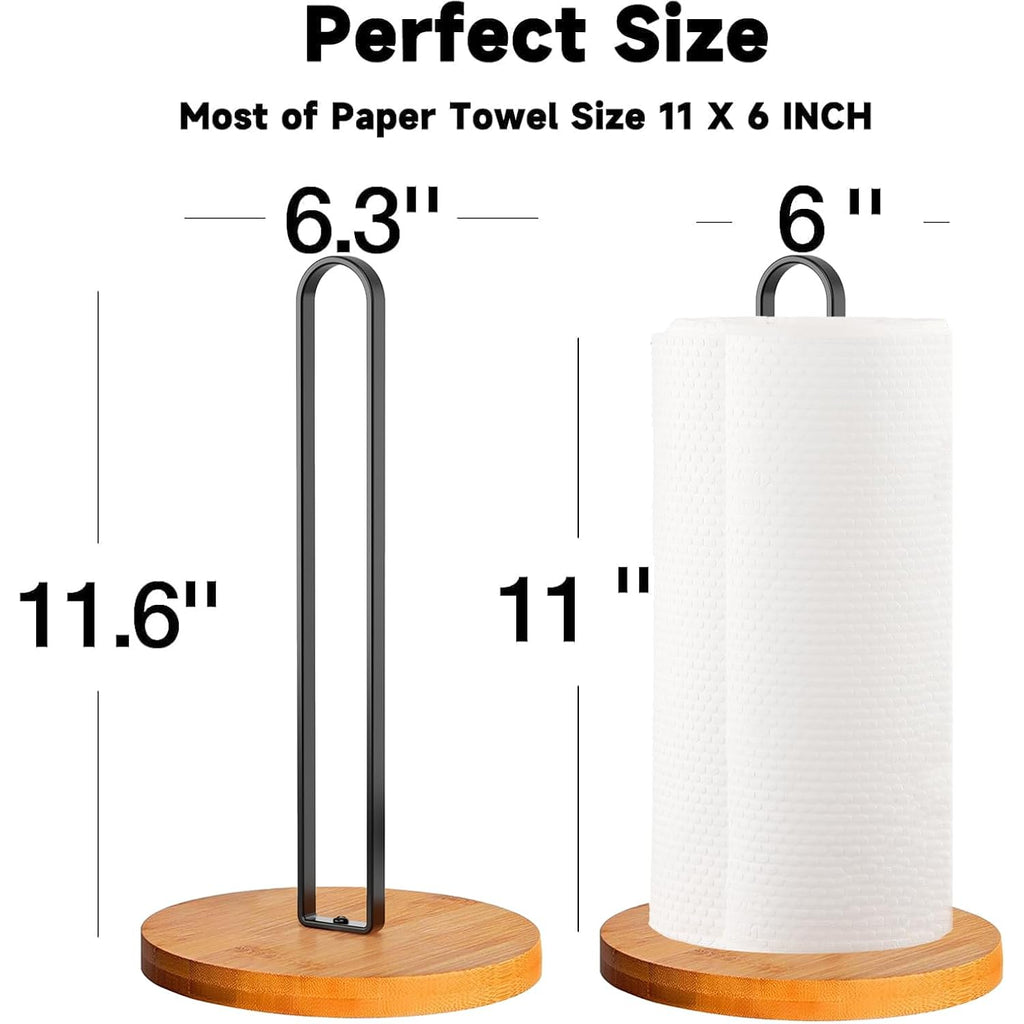 Tonlea Wooden Paper Towel Holder Countertop, Kitchen-Towel-Holder Freestanding With Non-Slip Base For Bathroom