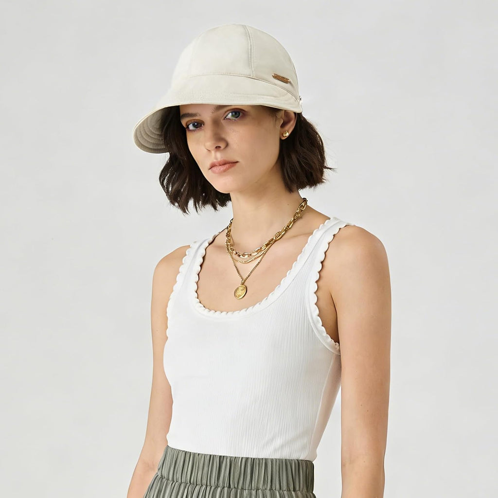 YAMEIZE Trendy Wide Brim Sun Hat - for Women Men Foldable Sun Hat Adjustable Quick Dry Beach Travel Sun Protection Outdoor Beige