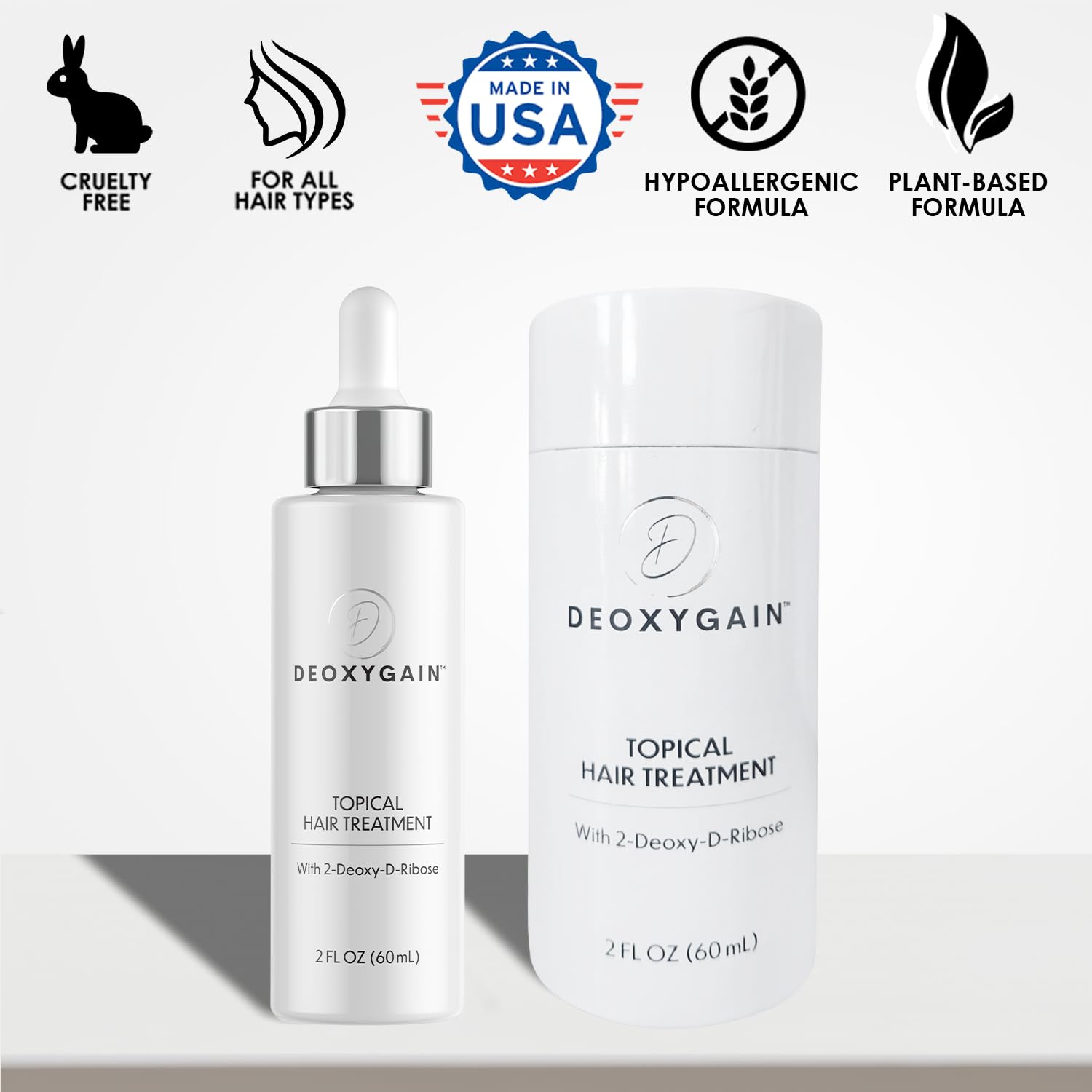 Topical Hair Treatment by Deoxygain - Advanced Hair Growth Formula with 2DDR to Stimulate Follicles, Block DHT & Support Hair Regrowth - 2oz Bottle