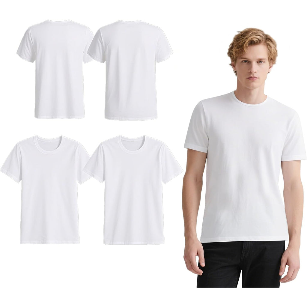 Okba 4 Pack White T Shirts For Men,Crew Neck Short Sleeve Men'S Undershirt,Plain White Workout Polyester Tee Bulk
