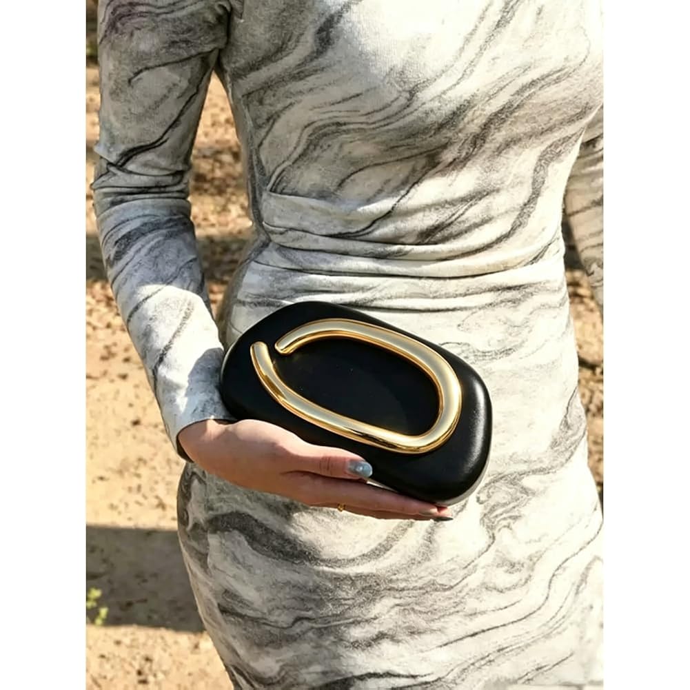 Acrylic Clutch Purse For Women Classic Round Acrylic Evening Handbag Vintage Metal Handlebars Bag For Wedding Party Prom