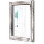 Aazzkang Wall Mirror Wood Framed Rustic Hanging Mirrors Rectangle Small | Decorative For Bedroom Bathroom Living Room Entryway Farmhouse