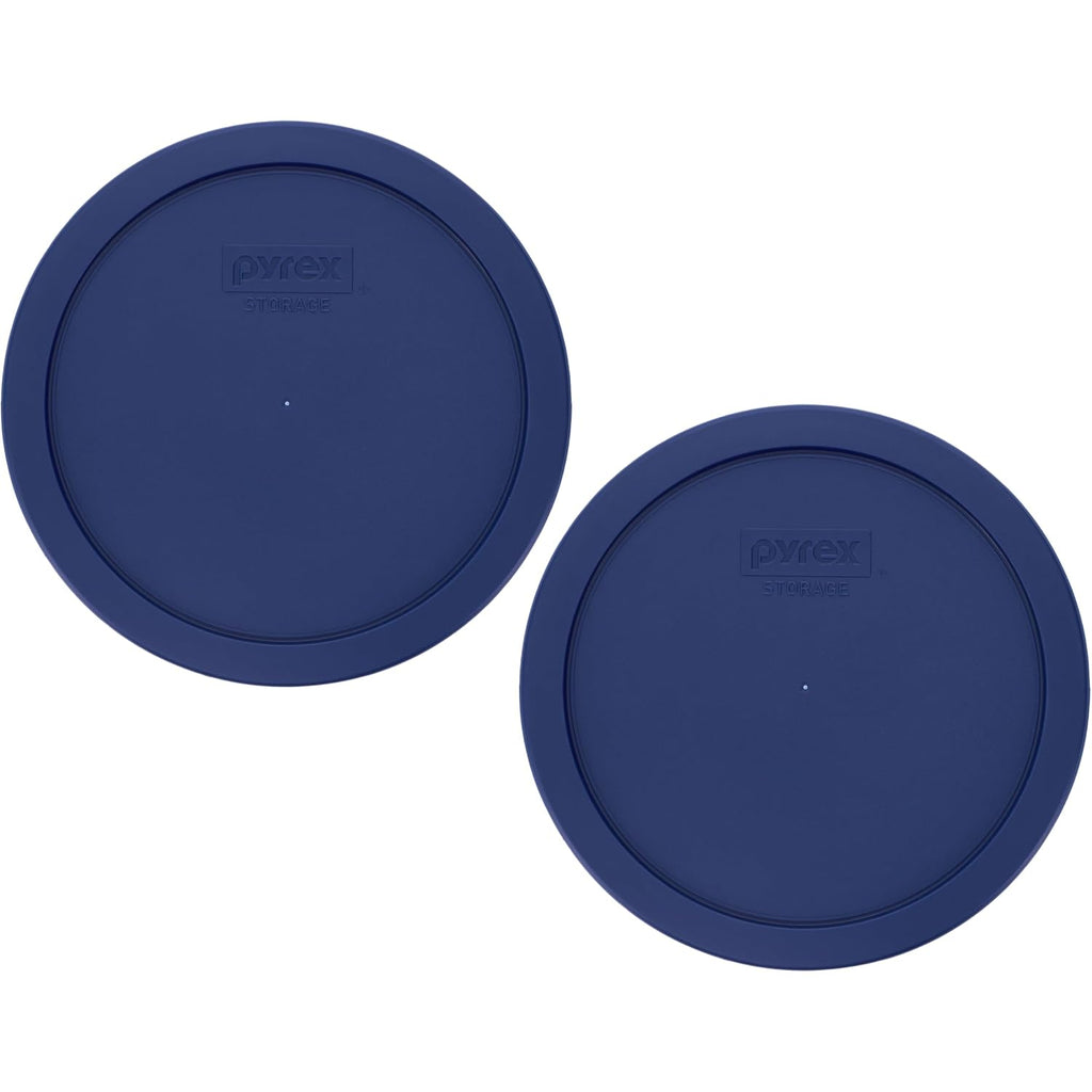 Pyrex 7402-Pc 6/7-Cup Blue Food Storage Lid (2-Pack) - Made In Usa | Replacement Cover | Bpa-Free Plastic | Round Shape | Fits 7402 Sculpted Mixing Bowl & 7203 Glass Bowl | Dishwasher Safe