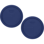 Pyrex 7402-Pc 6/7-Cup Blue Food Storage Lid (2-Pack) - Made In Usa | Replacement Cover | Bpa-Free Plastic | Round Shape | Fits 7402 Sculpted Mixing Bowl & 7203 Glass Bowl | Dishwasher Safe