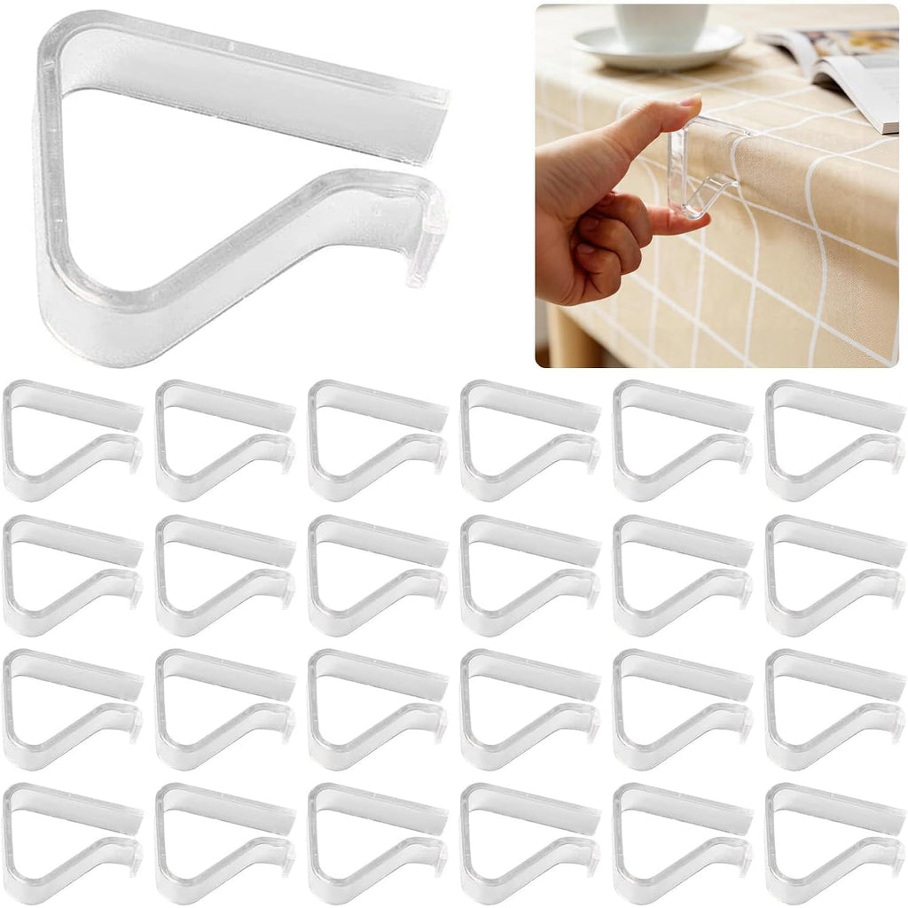 24 Pieces Transparent Clear Tablecloth Clips, Plastic Table Cloth Clips，Windproof Table Cover Holder Clamps，Table Cloth Holder for Home Wedding Party Christmas Outdoor Indoor Picnic Camping(Large)