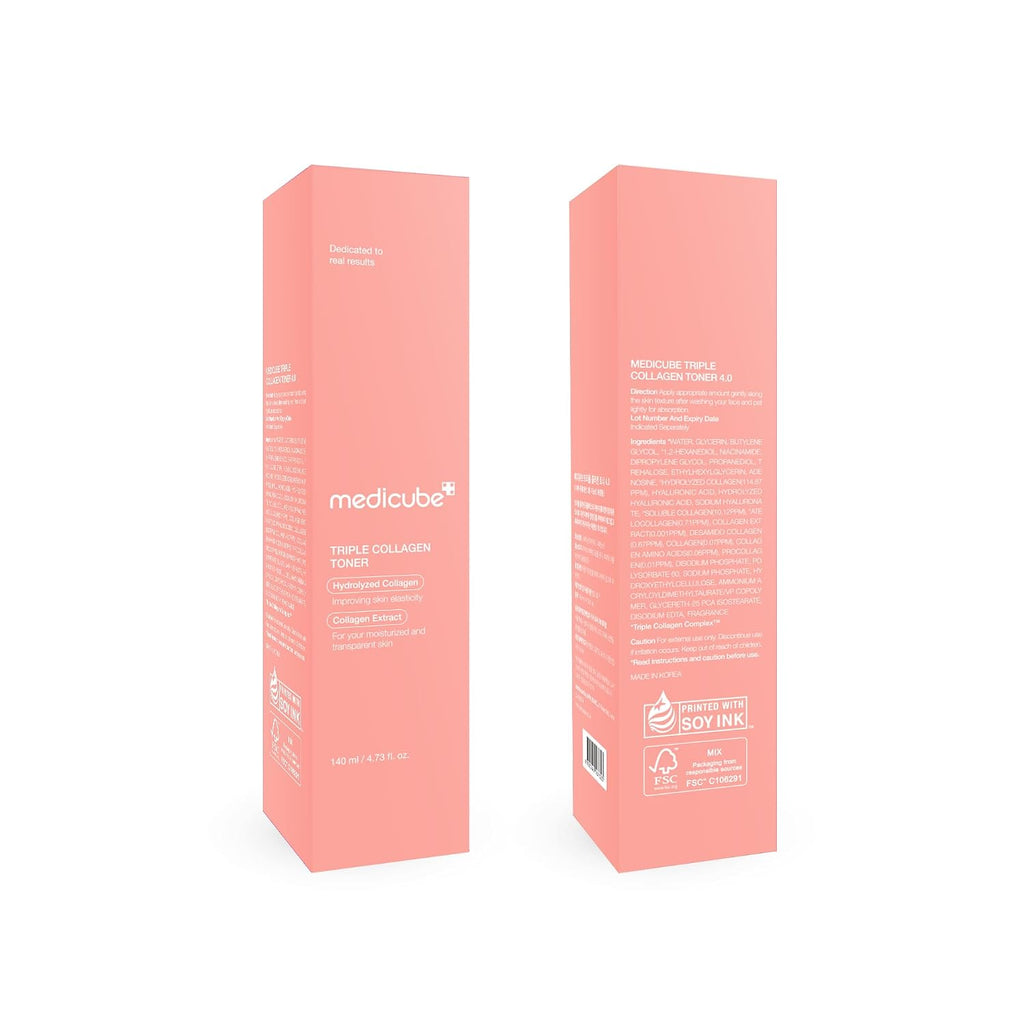 Medicube Triple Collagen Toner - Hydrolyzed, Atelo, & Soluble Collagen For Deep Hydration & Plump Skin - Fast-Absorbing Formula For All-Day Suppleness, Korean Skincare (4.73 Fl.Oz.)