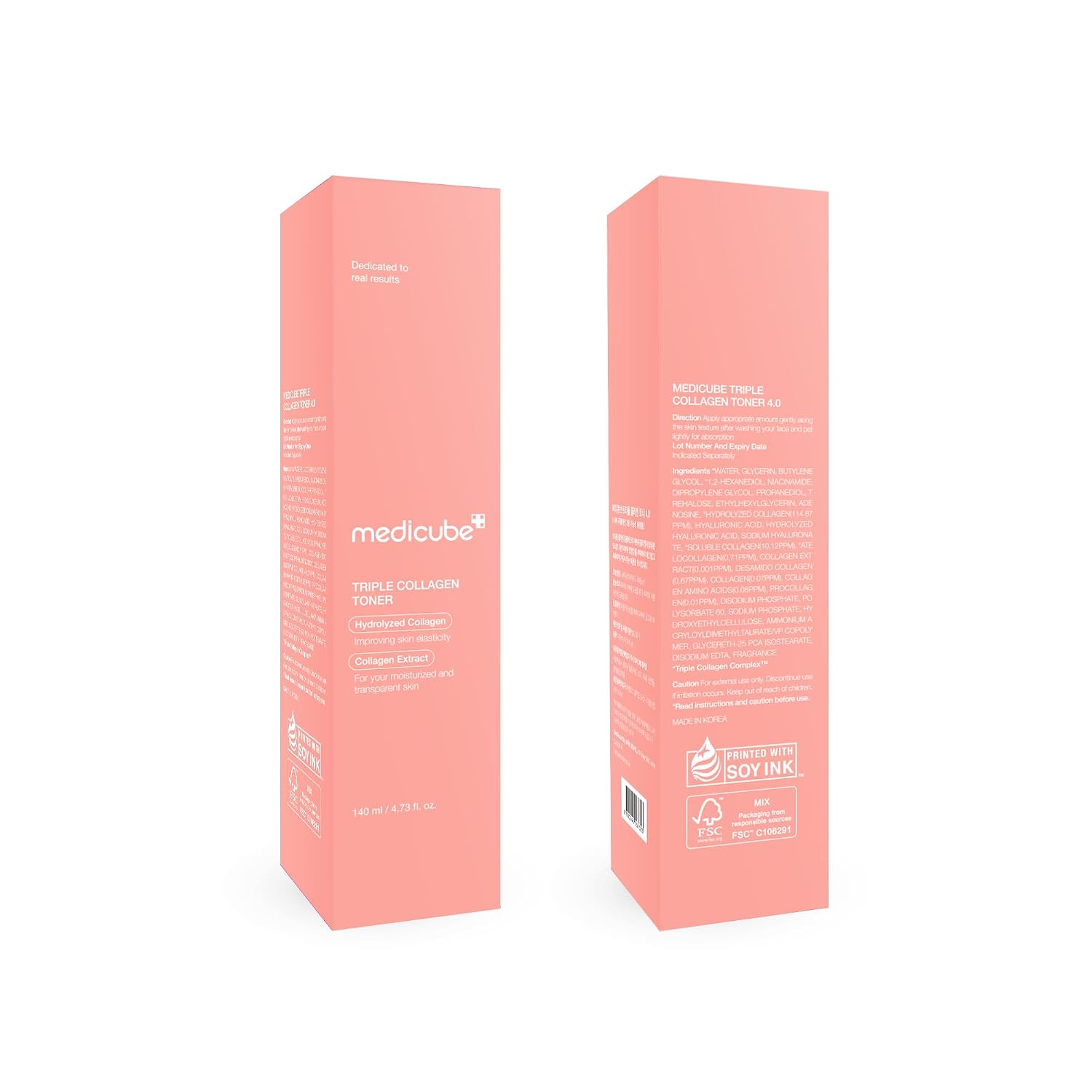 Medicube Triple Collagen Toner - Hydrolyzed, Atelo, & Soluble Collagen For Deep Hydration & Plump Skin - Fast-Absorbing Formula For All-Day Suppleness, Korean Skincare (4.73 Fl.Oz.)