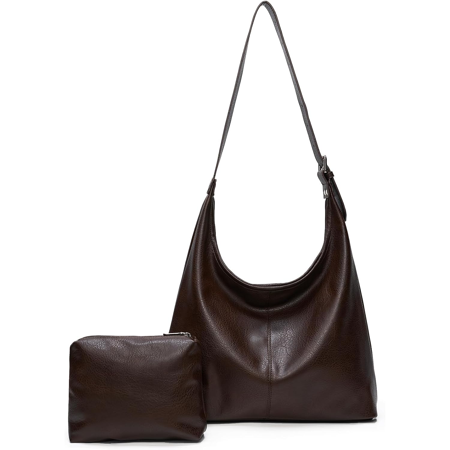Hobo Bag For Women, Soft Vegan Leather Slouchy Shoulder Tote Purse With Matching Pouch, Adjustable Strap & Magnetic Closure