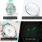 OLEVS Luxury Diamond Small Female Watches - Stainless Steel Bracelet, Waterproof Business Dress Analog Luminous Date Ladies Watches