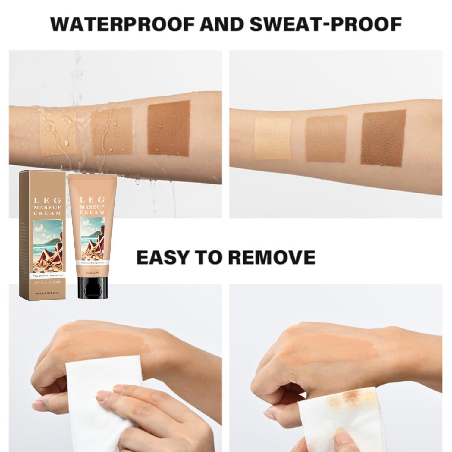 Body Coverage Perfector, Leg Makeup Cream, Waterproof Sweatproof Body Makeup Concealer, Long Lasting Foundation for Tattoo, Scar Cover Up(Natural)
