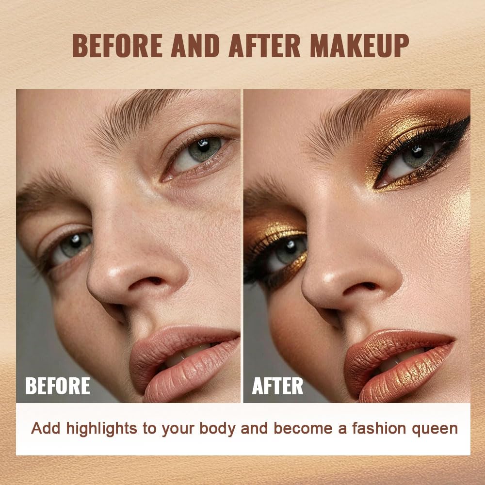 Peach Gold Shimmer Single Eyeshadow, High Pigment Blendable Eye Shadow Makeup for Older Women, Lightweight Travel Size, Suitable for All Eye Shapes, Vegan Glitter Finish Sombras para 0jos 12#