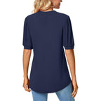 Anyally Womens Tunic Tops Summer Dressy Casual Puff Short Sleeve Shirts Work Business Blouses