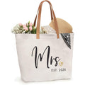 ELEGANTPARK Mrs Gifts for Bride 2026 - Large Canvas Wedding Tote Bag with Zipper, Bridal Shower Gift for Bride to Be, Bachelorette Party Honeymoon Beach Bag