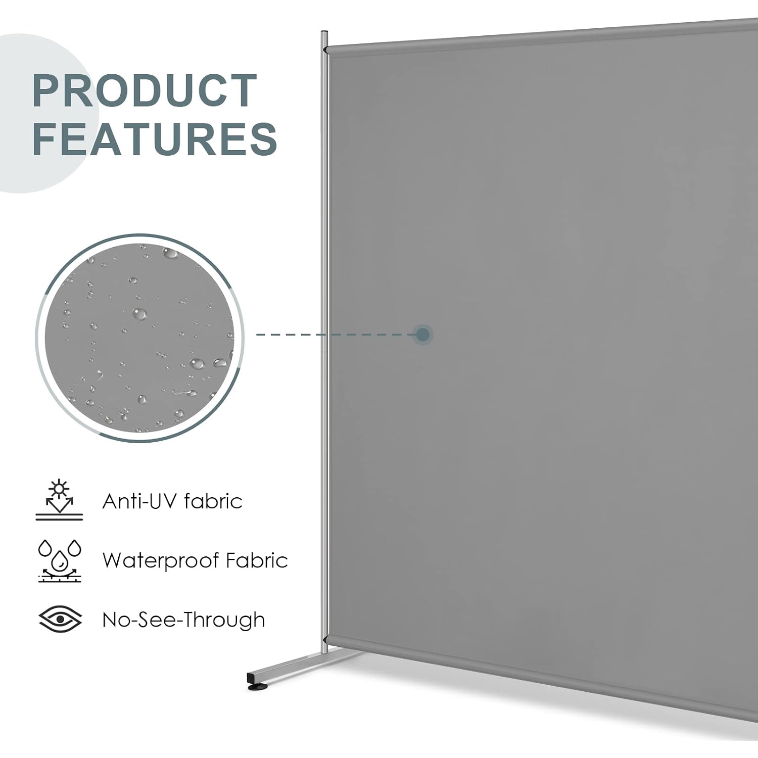 Rantila Single Large Panel Room Divider, Privacy Screen For Office, Partition Separators, Freestanding Divider 71''W X 69.5''H, Grey