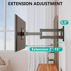 WALI TV Wall Mount Articulating LCD Monitor Full Motion 15 inch Extension Arm Tilt Swivel for Most 13 to 32 inch LED TV Flat Panel Screen with Mounting Holes up to 100x100mm (1330LM), Black
