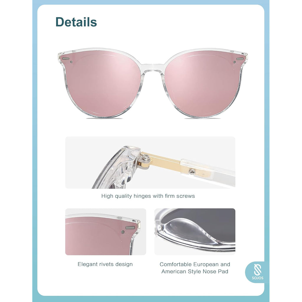SOJOS Sunglasses Womens Trendy 2025 Classic Round Retro Vintage Shades Large Frame Sunnies SJ2067