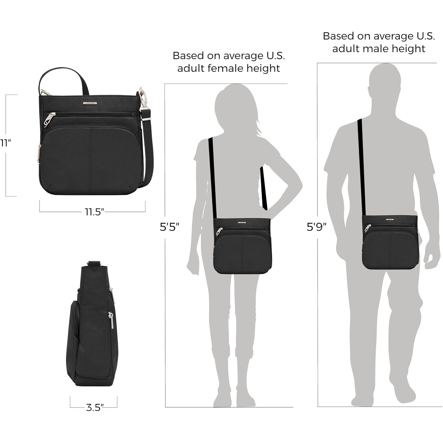 Travelon Anti-Theft Classic North/South Crossbody Bag