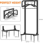 Garden Hose Holder, Upgraded Heavy Duty Freestanding Water Hose Holder Stand With Storage Basket, Holds Up To 160 Ft Hose, Perfect For Outside Yard Lawn Farm, Black