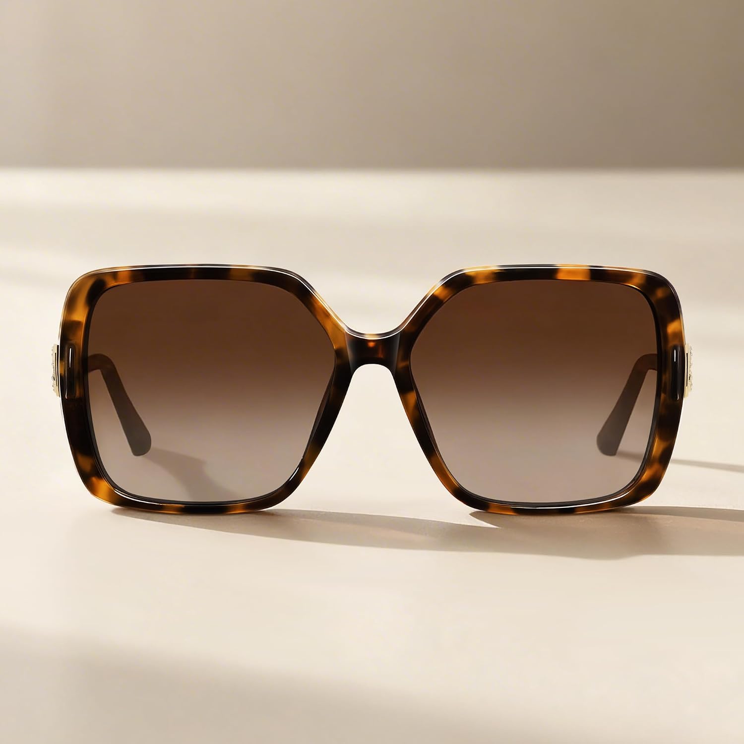 Retro Square Sunglasses For Women Oversized Vintage Style Sun Glasses Uv Protection Metal Temple