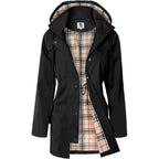 Saphirose Women'S Long Hooded Rain Jacket Outdoor Raincoat Windbreaker