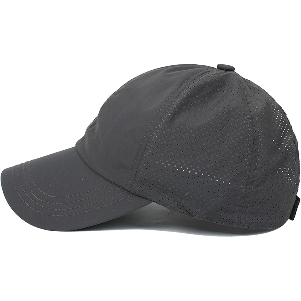 HGGE Womens Criss Cross Ponytail Baseball Cap High Messy Bun Ponycap Trucker Hat Quick Drying Mesh Dad Hat for Outdoor Sports Dark Grey