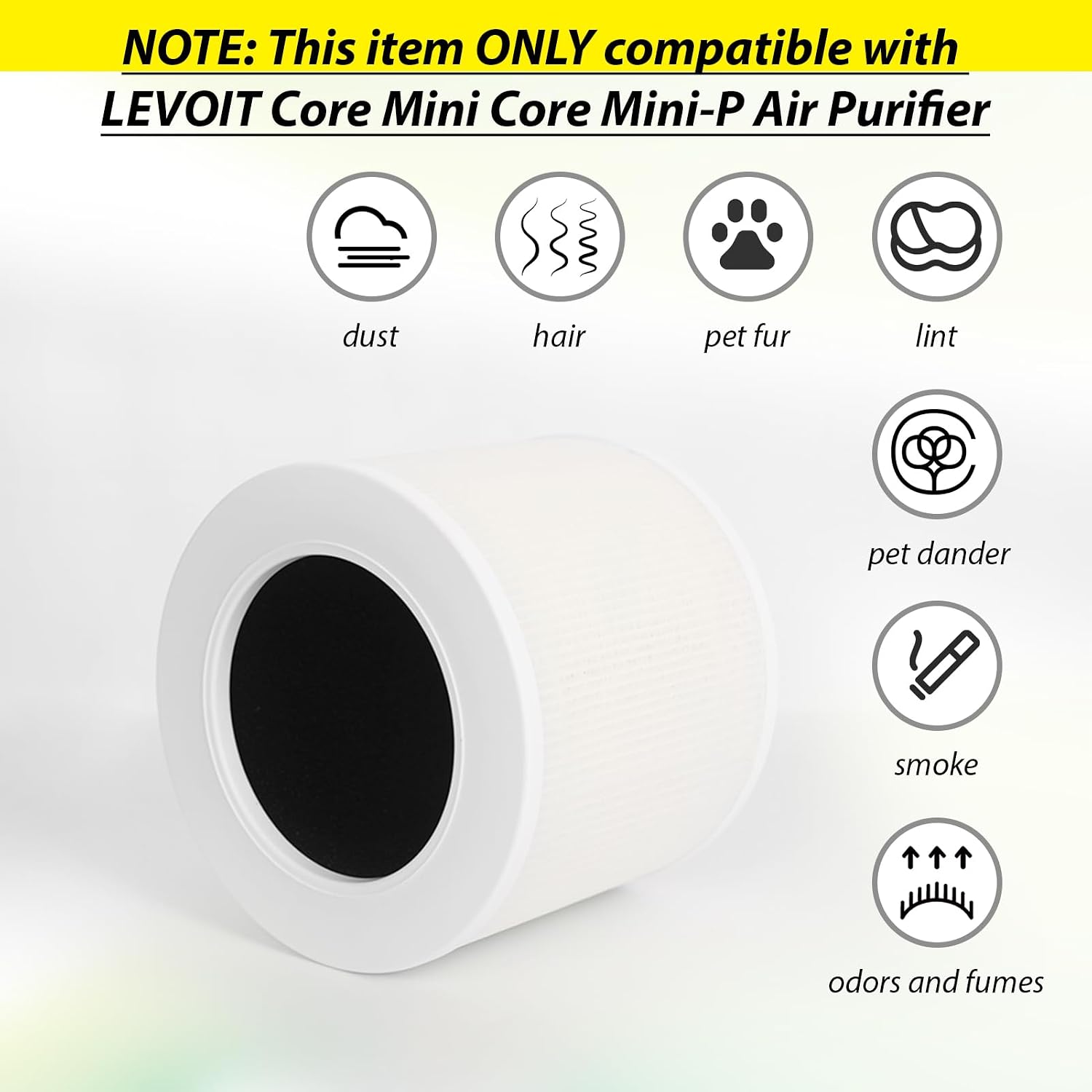 Dttery Core Mini-P Replacement Filter For Levoit Mini Air Purifier, Mini-Rf | 3-In-1 Hepa, High-Efficiency Activated Carbon, 2 Pack