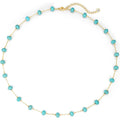 Created Turquoise Necklace for Women 14K Gold Plated Beaded Heart Choker Boho Necklaces Handmade Beach Summer Everyday Western Jewelry Gifts