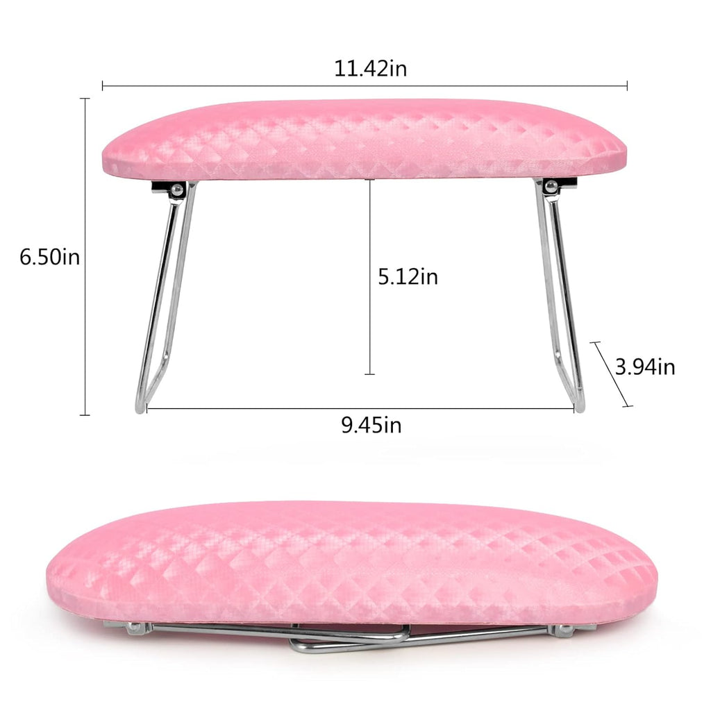 Krofaue Arm Rest for Nails Tech, Professional Microfiber Leather Nail Hand Rest Stand Arm Rest for Acrylic Nails Cushion Hand Holder with Non-slip - Nail Technician Use Must Have (Pink)