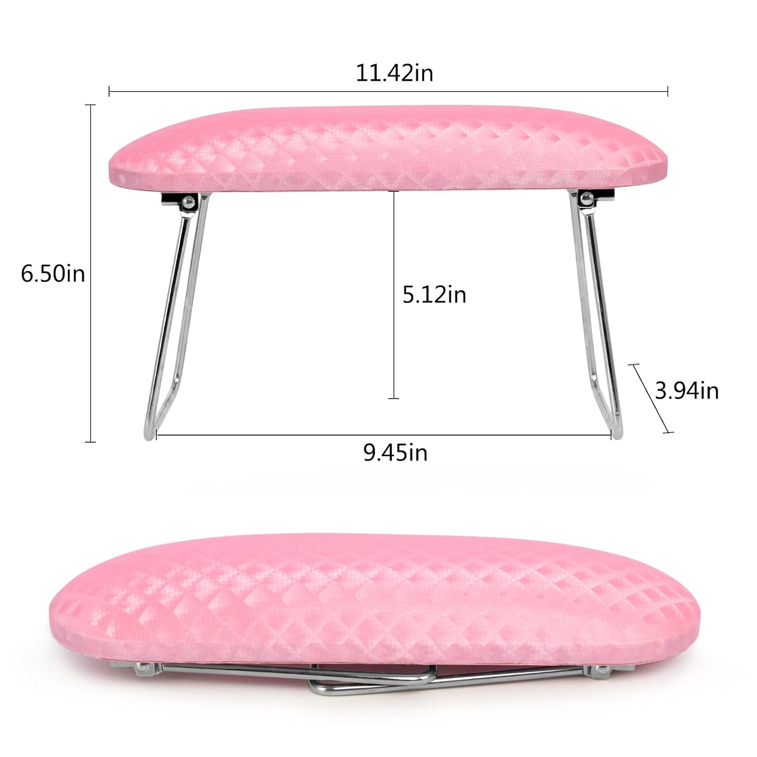 Krofaue Arm Rest for Nails Tech, Professional Microfiber Leather Nail Hand Rest Stand Arm Rest for Acrylic Nails Cushion Hand Holder with Non-slip - Nail Technician Use Must Have (Pink)