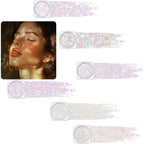 Body Glitter Clear White Body Glitter Face Glitter Hair Glitter Gel Singer Concerts Music Festival Rave Accessori Face Paint 6 Shapes Chunky Glitter Gel For Women Girls