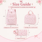 Bluboon Teen Girls School Backpack Kids Bookbag Set With Lunch Box Pencil Case Travel Laptop Backpack Casual Daypacks (Pink Bow Tie)