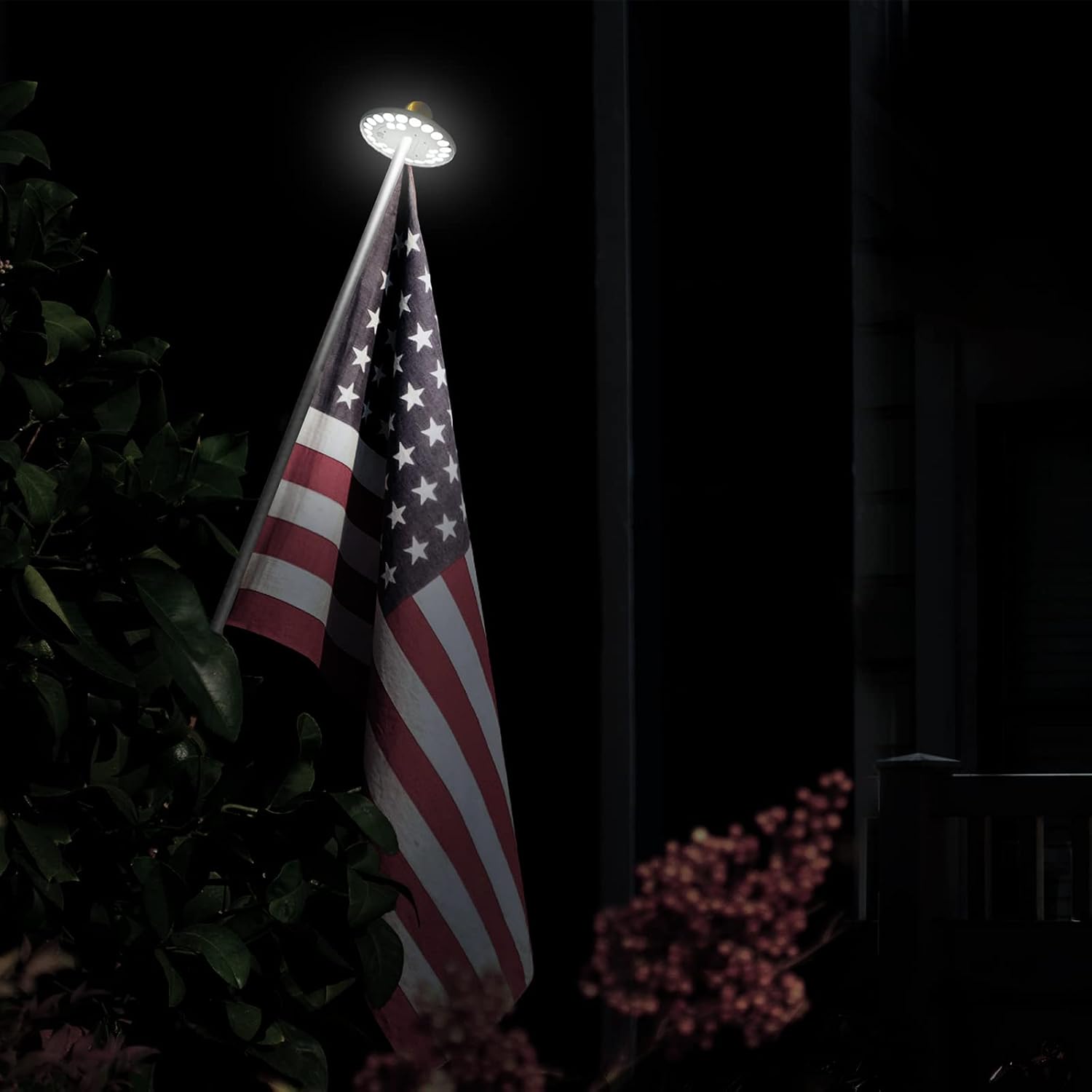 Hoople Flag Pole Light Solar Powered - Waterproof, Solar Flag Pole Light For 15 To 25 Ft In-Ground Flag Pole, Super Bright Flag Pole Solar Light From Dusk To Dawn For 12+ Hours, Auto On/Off (26 Led)
