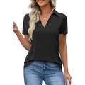 Womens Short Sleeve Polo Shirts V Neck Business Dressy Casual Tops Summer Collared Trendy Tees