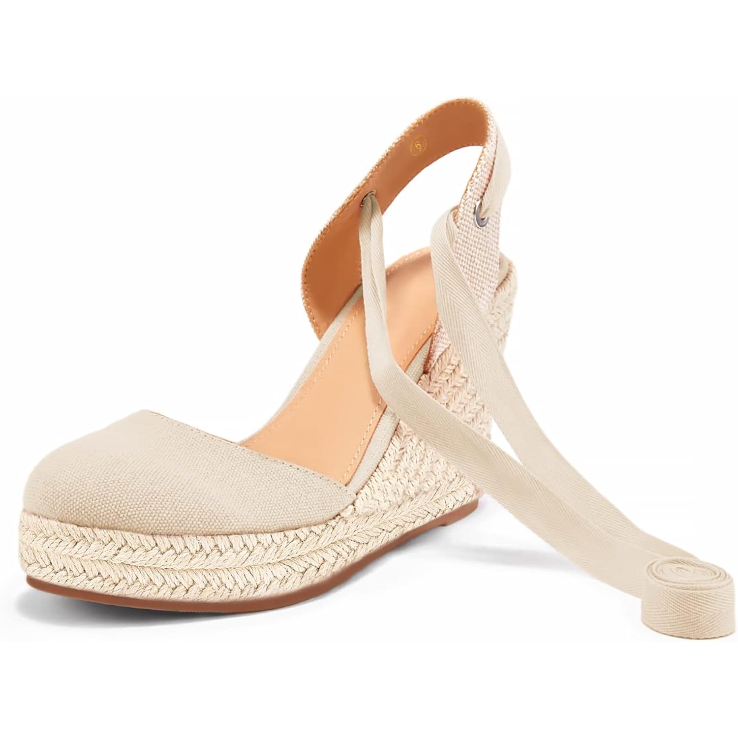 Ermonn Womens Espadrilles Wedge Sandals Platform Closed Toe Ankle Strap Lace Up Summer Shoes