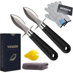 Oyster Knife Shucker Set Oyster Shucking Knife and Gloves Cut Resistant Level 5 Protection Seafood Opener Kit Tools Gift(2knifes+2Glove+1Cloth)