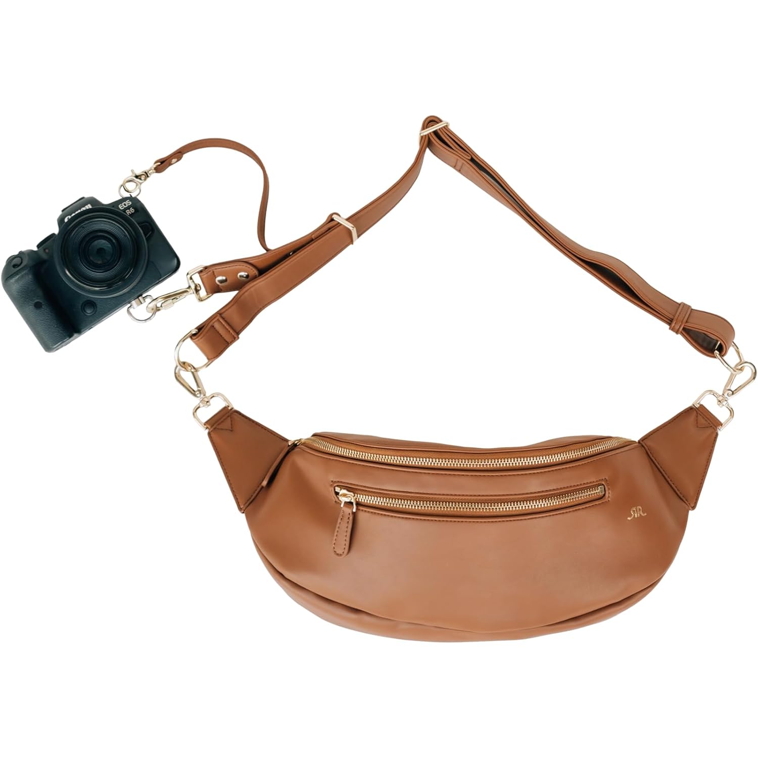 The Sidekick Camera Bag – Compact, Vegan Leather, Hands-Free Crossbody with Protective Suede Interior, Brown