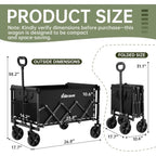 Collapsible Wagon Cart Foldable Beach Wagon With All-Terrain Wheels - 380 Lbs Heavy Duty Grocery Cart For Shopping, Beach, Camping, Sports, Garden (Black)