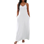 Vunahzma Womens Casual Fashion Sleeveless Plus Size Loose Long Sexy Maxi Dress With Pockets