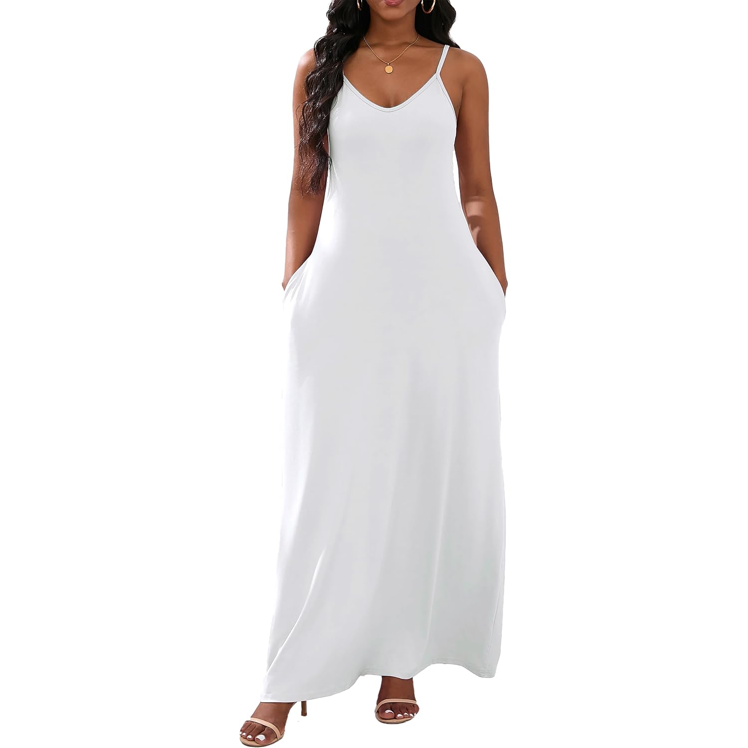 Vunahzma Womens Casual Fashion Sleeveless Plus Size Loose Long Sexy Maxi Dress With Pockets