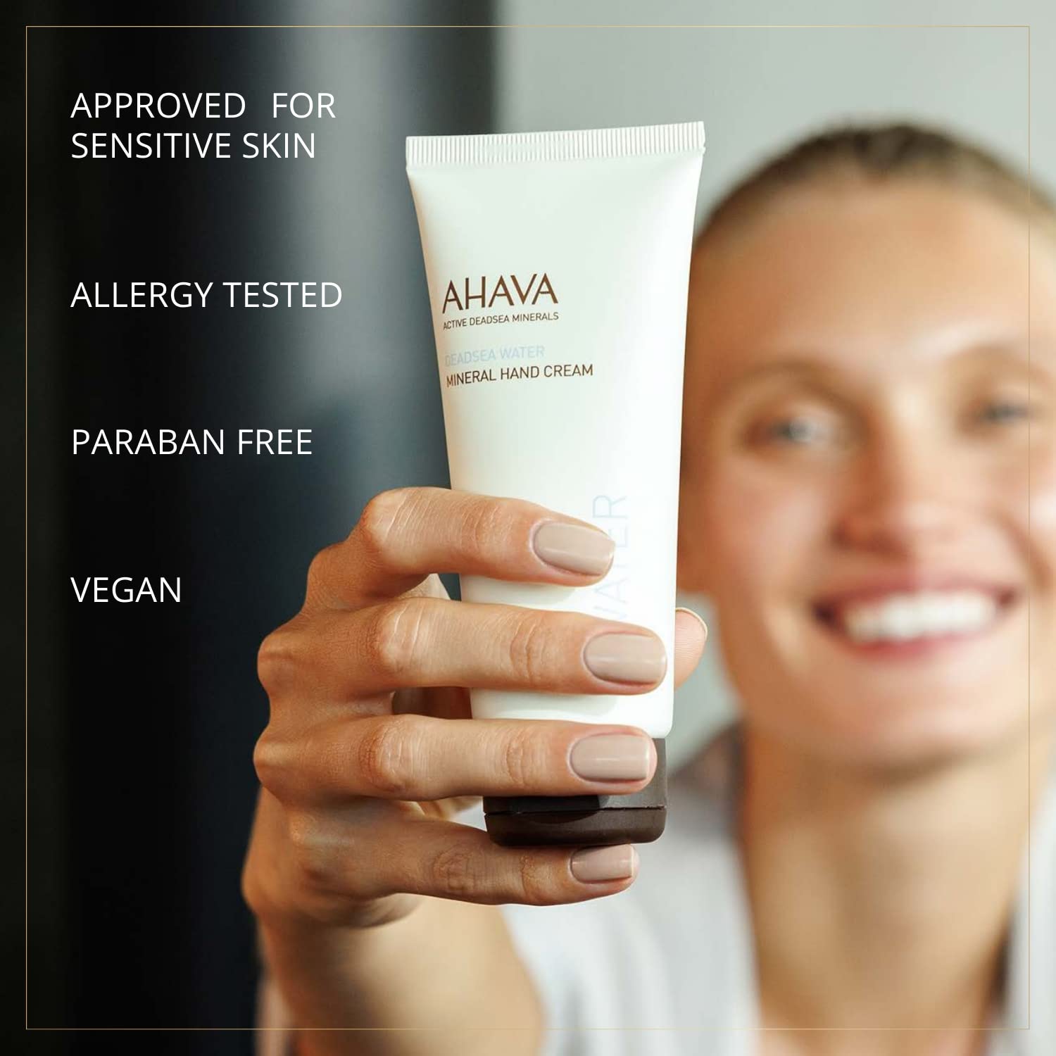 AHAVA Dead Sea Water Mineral Hand Cream - Hand Moisturizer For Dry Cracked Hands, Light & Fast Absorbing, Enriched with Exclusive blend Osmoter, Smoothing Witch Hazel & Soothing Allantoin
