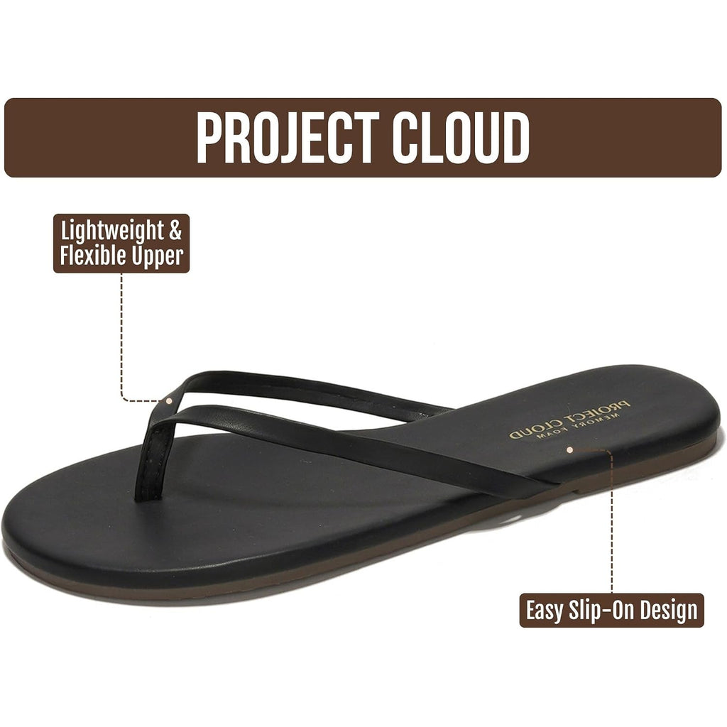 Project Cloud Flip Flops For Women Footwear- Lightweight And Memory Foam Insole Sandals For Women 2026 - Durable Non-Slip Beach Essentials Flats For Women Sandals (Foundations)