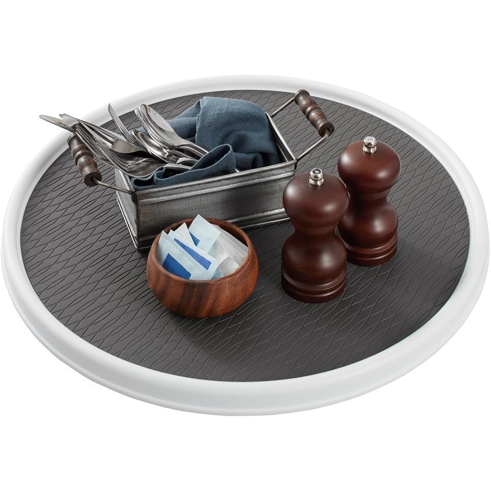 Copco 18 Inch Lazy Susan Turntable Organizer - Nonslip Rotating Cabinet Organizer For Kitchen Pantry, Under Sink, Countertop Storage, Rimmed Edge, Wipe Clean