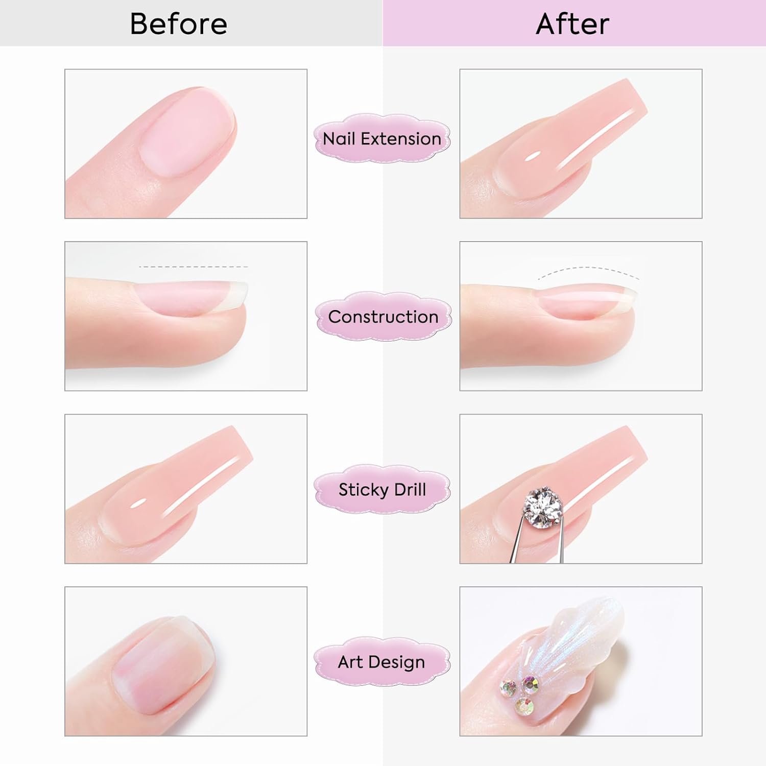 CANNI Builder Gel for Nails – 1 Fl Oz Soft Orange-Pink Hard Gel for Nail Extension & Strengthening, Jelly Texture for DIY Nail Art