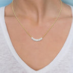 DEWBERRY 1.95 Ct Round Cut Lab Grown Diamond Bar Set Women's Five Stone Bar Pendant With 18" Chain Necklace Solid 14K Yellow Gold (F-G Color, VVS-VS Clarity)