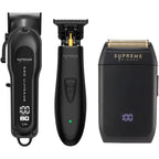 Supreme Trimmer 3-In-1 Barber Bundle | Pro Clipper Lite, T-Shaper Trimmer & Crunch Foil Shaver | Professional Beard Trimmer Men’S Hair Clipper Kit | Black