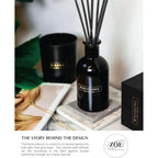 Benevolence La Premium Lavender & Eucalyptus Reed Diffuser Set – Essential Oil Diffuser For Home & Bathroom – Up To 120-Day Fragrance With Rattan Sticks & Gift Box – Charcoal Glass Room Décor