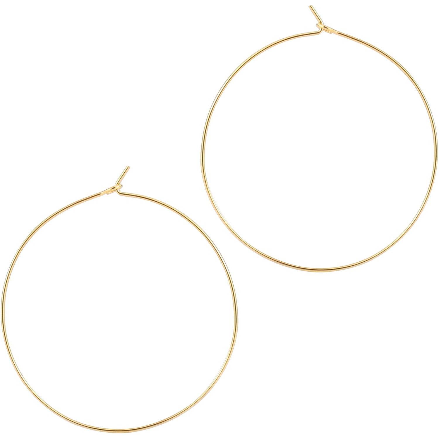 ESMATOO Thin Gold Hoop Earrings for Women - Hypoallergenic Lightweight Gold Hoop Earrings Dainty - Large